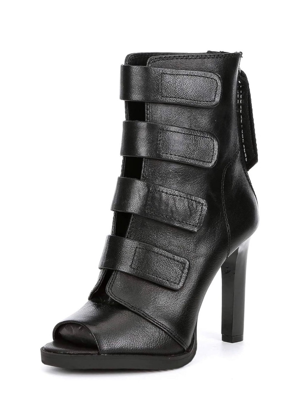 DKNY Black Leather Peep Toe Strappy Booties/Shoes Size 8.5M